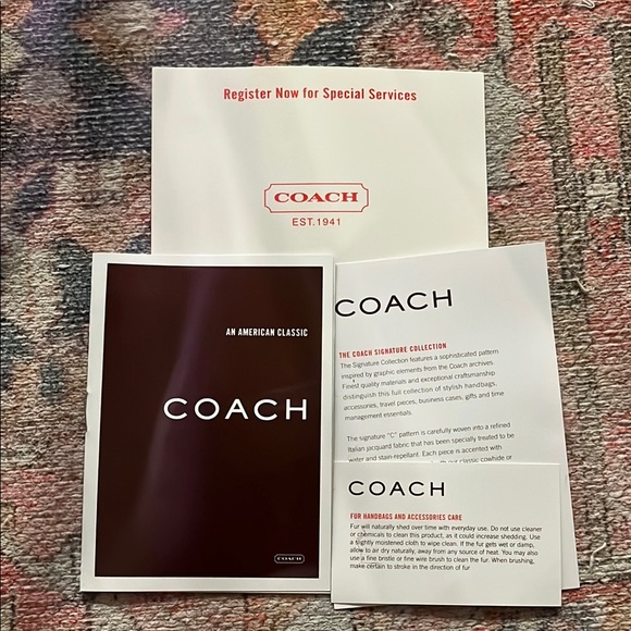 Coach Brown and Cream Signature Shoulder Bag with Fur Trim - Picture 2 of 5